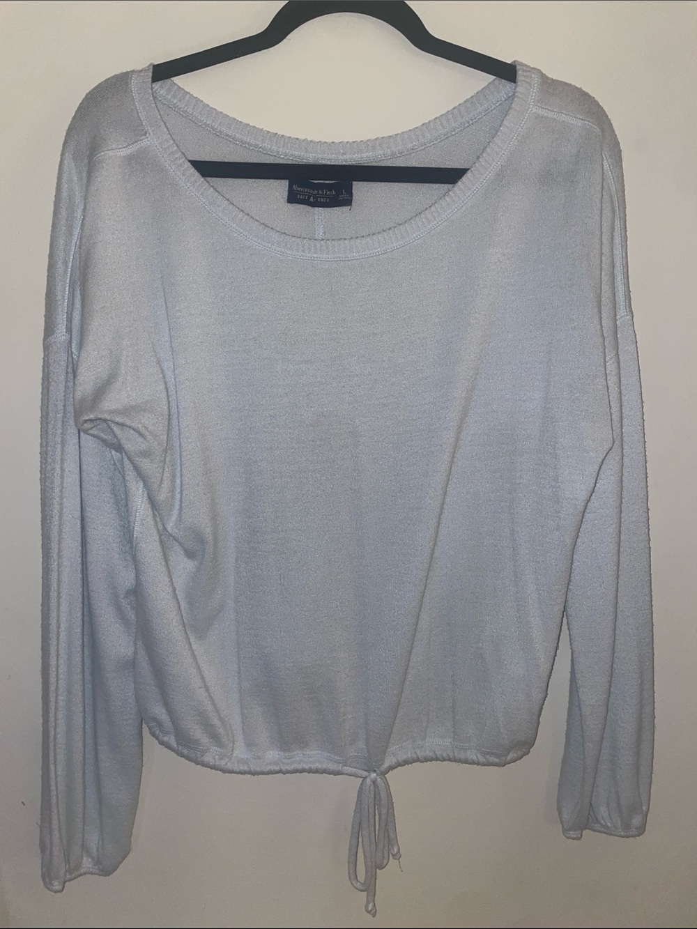 Light Blue Women’s Long Sleeve Tie-Hem Top